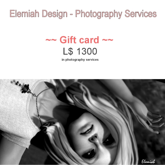 elemiah design - photography services - gift card 1300