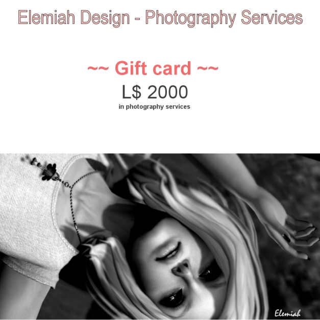 elemiah design - photography services - gift card 2000